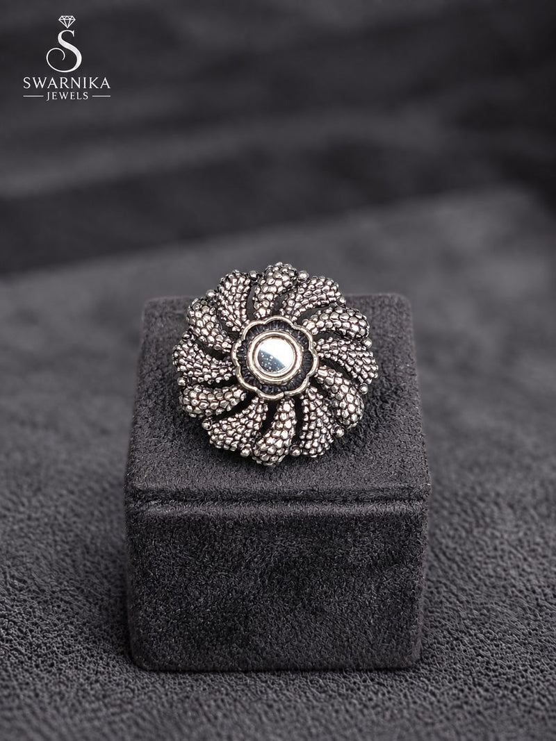 Antique Bead Rim Statement Ring