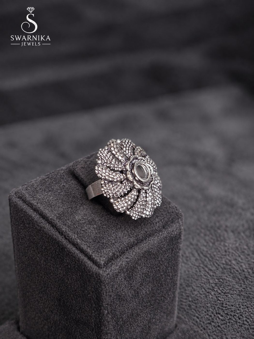 Antique Bead Rim Statement Ring view 2