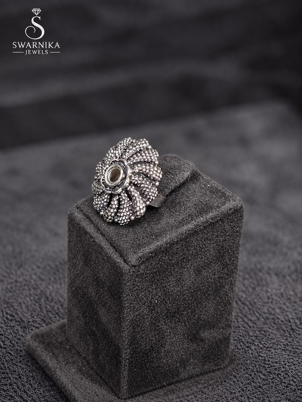 Antique Bead Rim Statement Ring view 3
