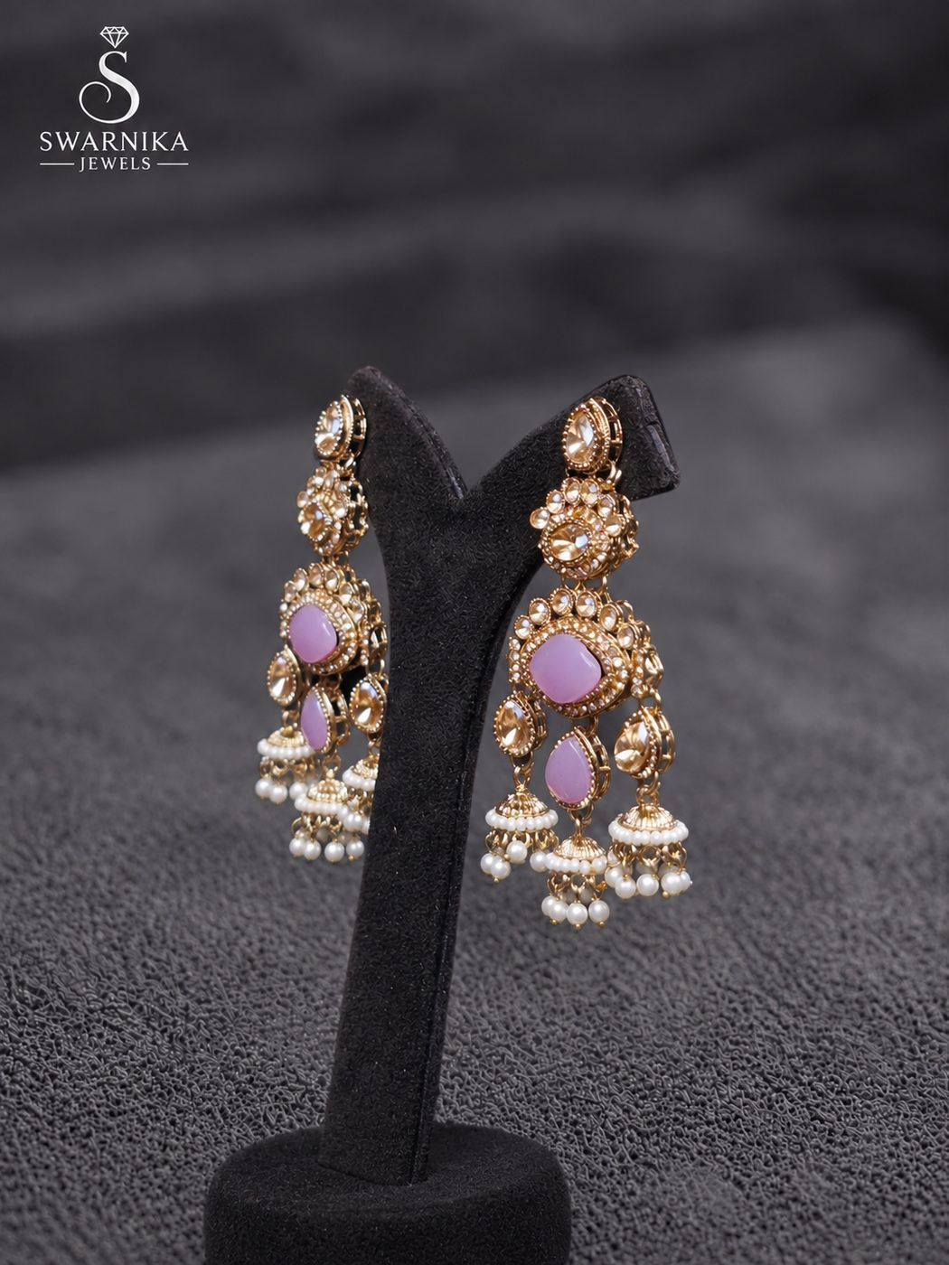 Antique Mandala Bead Fringe Jhumkas view 3