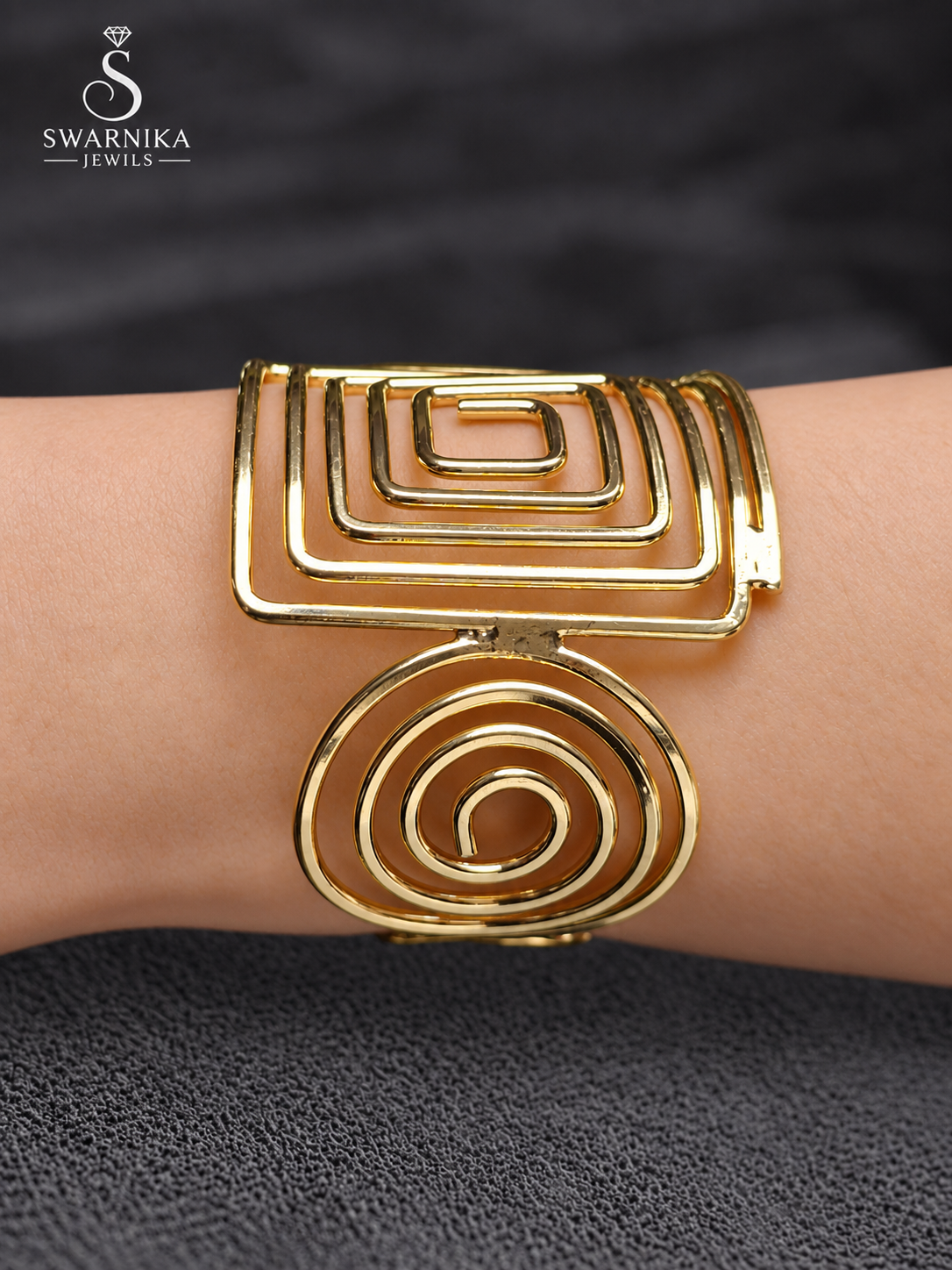 Bold Horizontal Band Silver Cuff Kada view 1