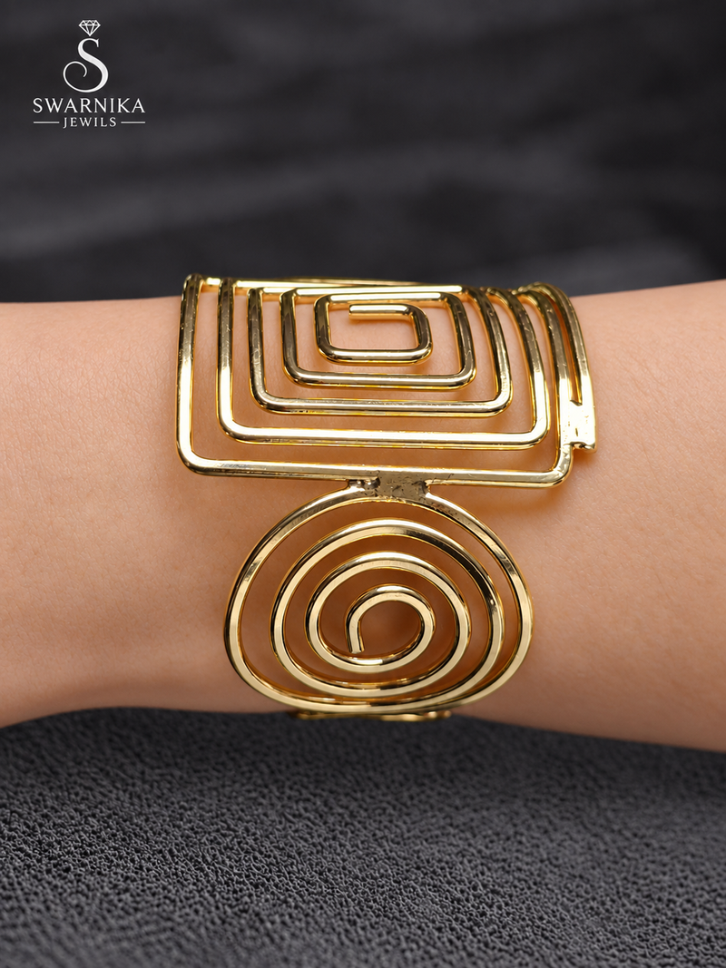 Bold Horizontal Band Silver Cuff Kada