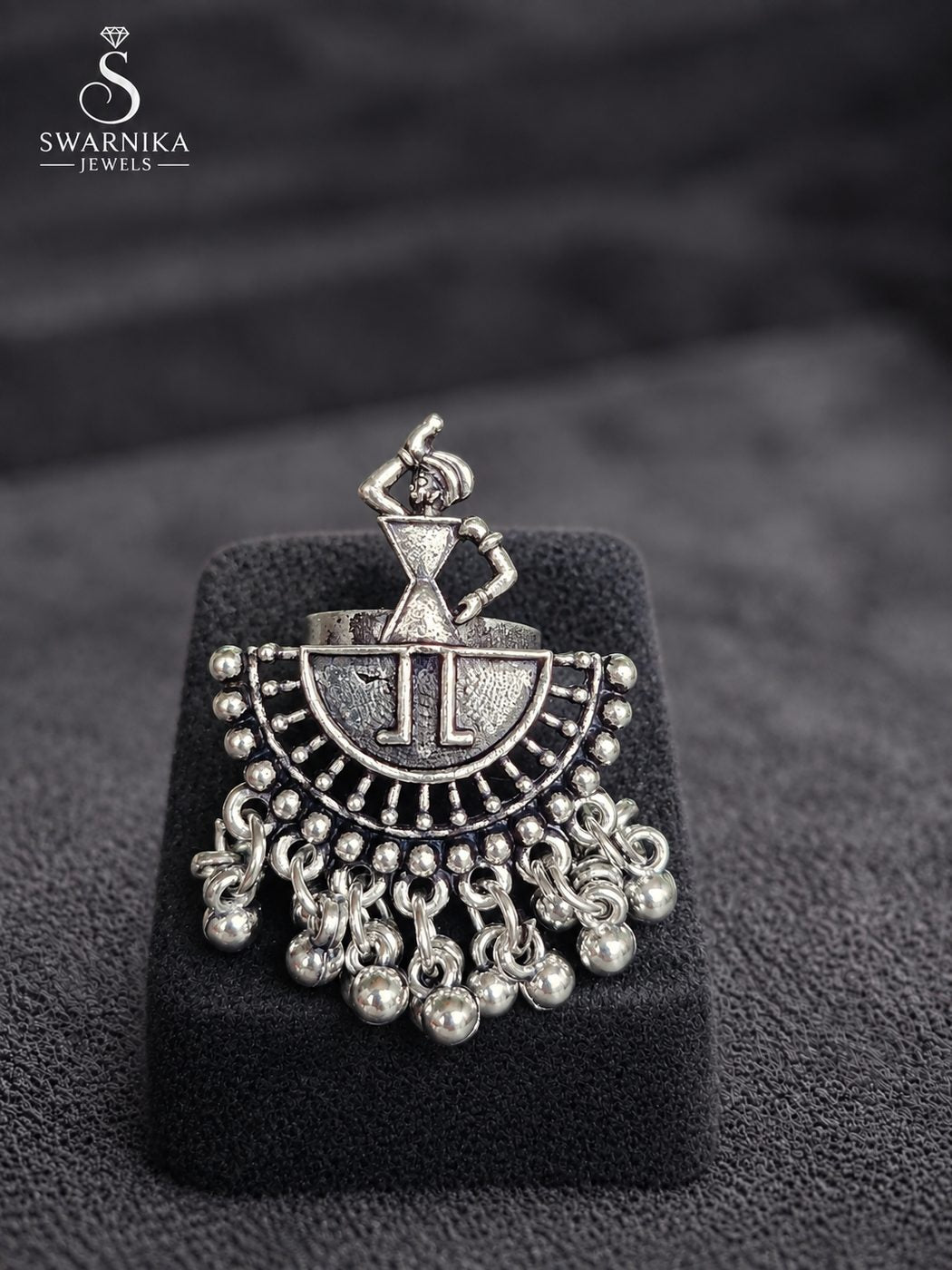 Bold Oval Oxidised Statement Ring view 1