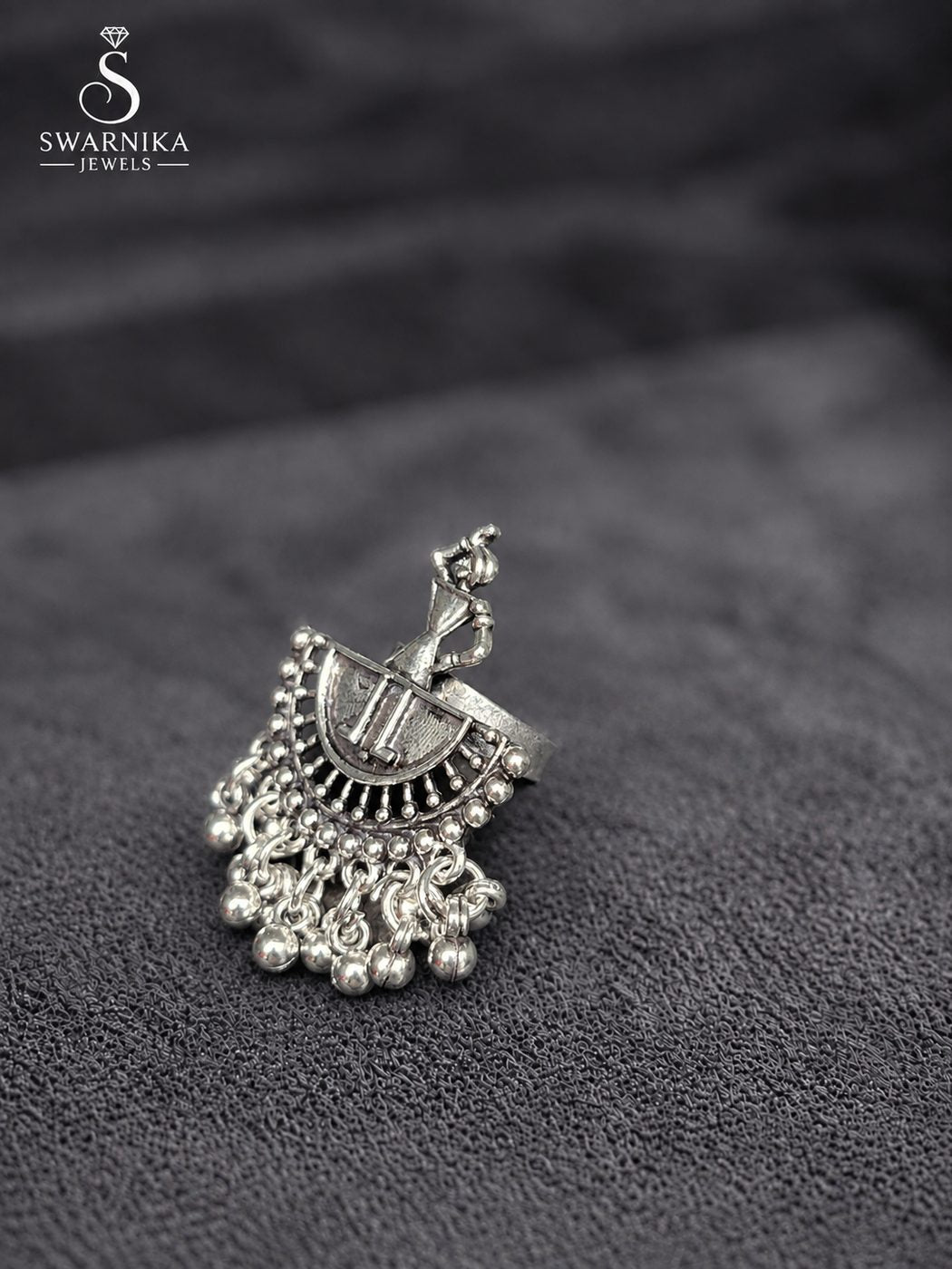 Bold Oval Oxidised Statement Ring view 2
