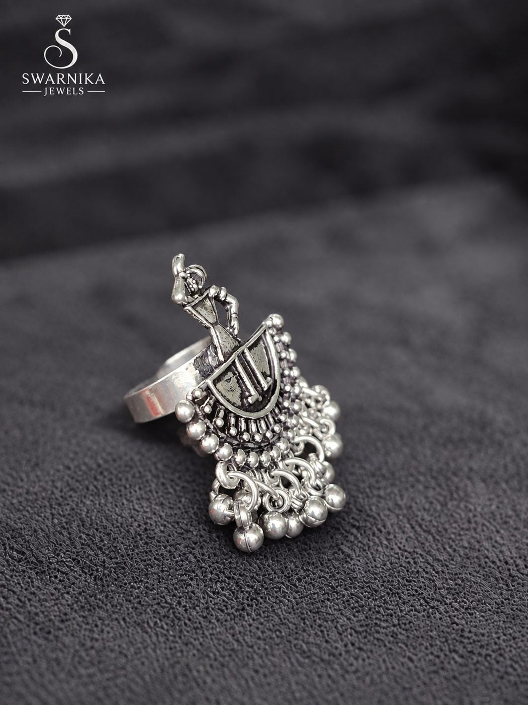 Bold Oval Oxidised Statement Ring view 3