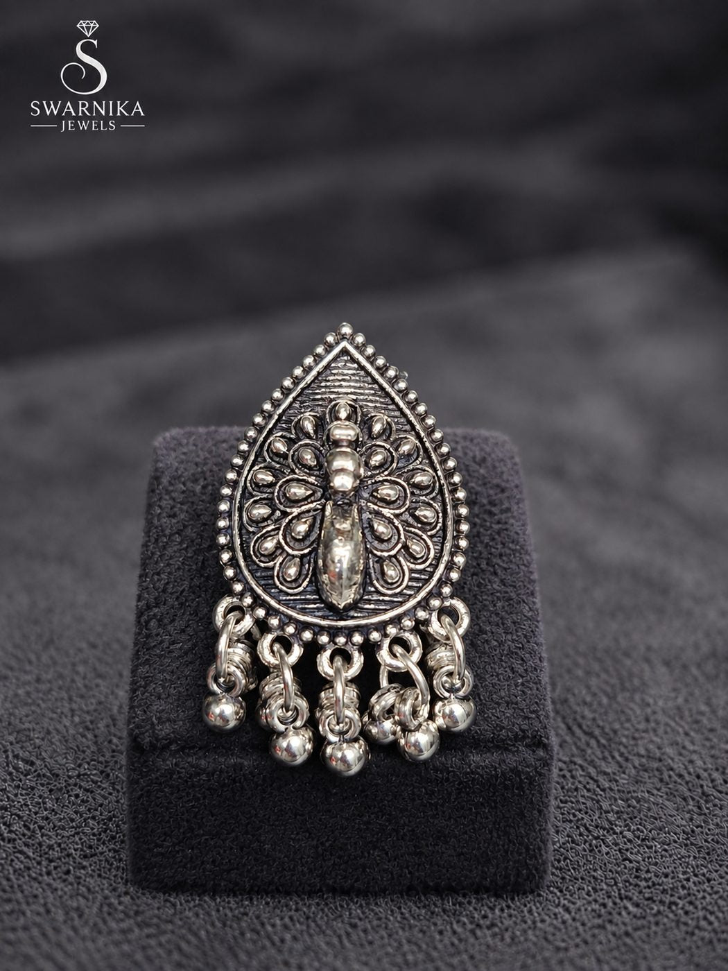 Classic Mandala Oxidised Ring view 1