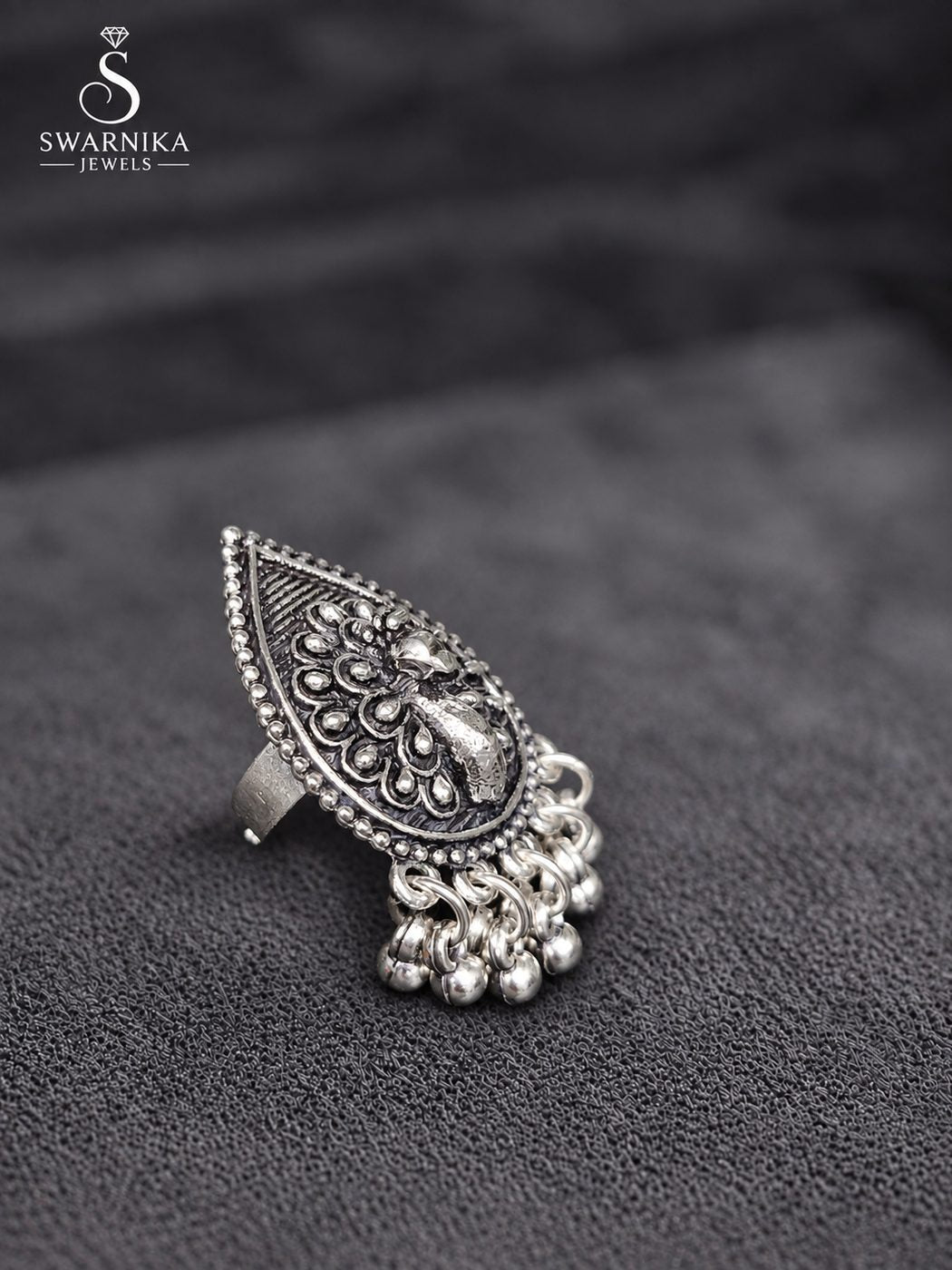 Classic Mandala Oxidised Ring view 2