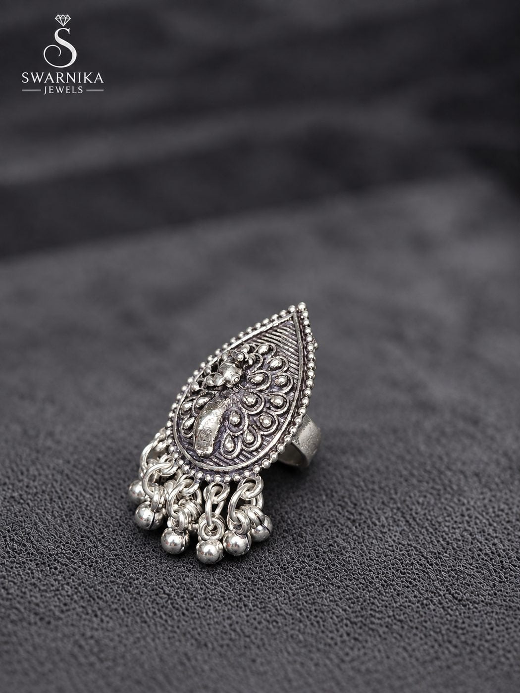 Classic Mandala Oxidised Ring view 3
