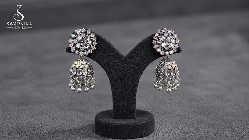 Crystal Lattice Sparkle Mini Jhumkas