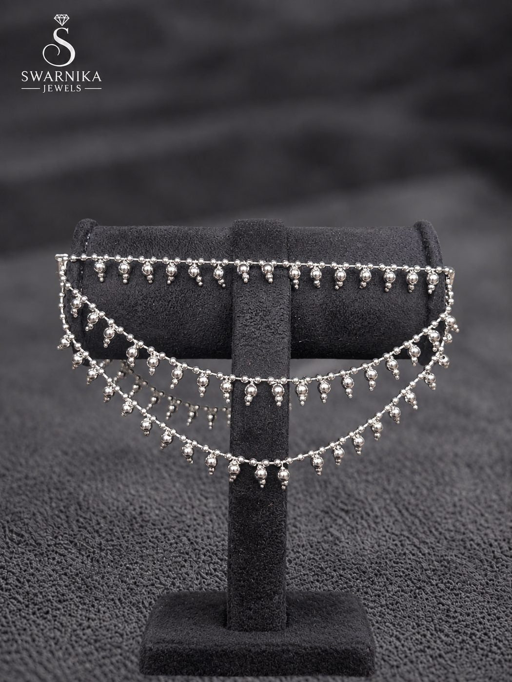 Crystal Stud Pearl Cascade Chain Earrings view 1