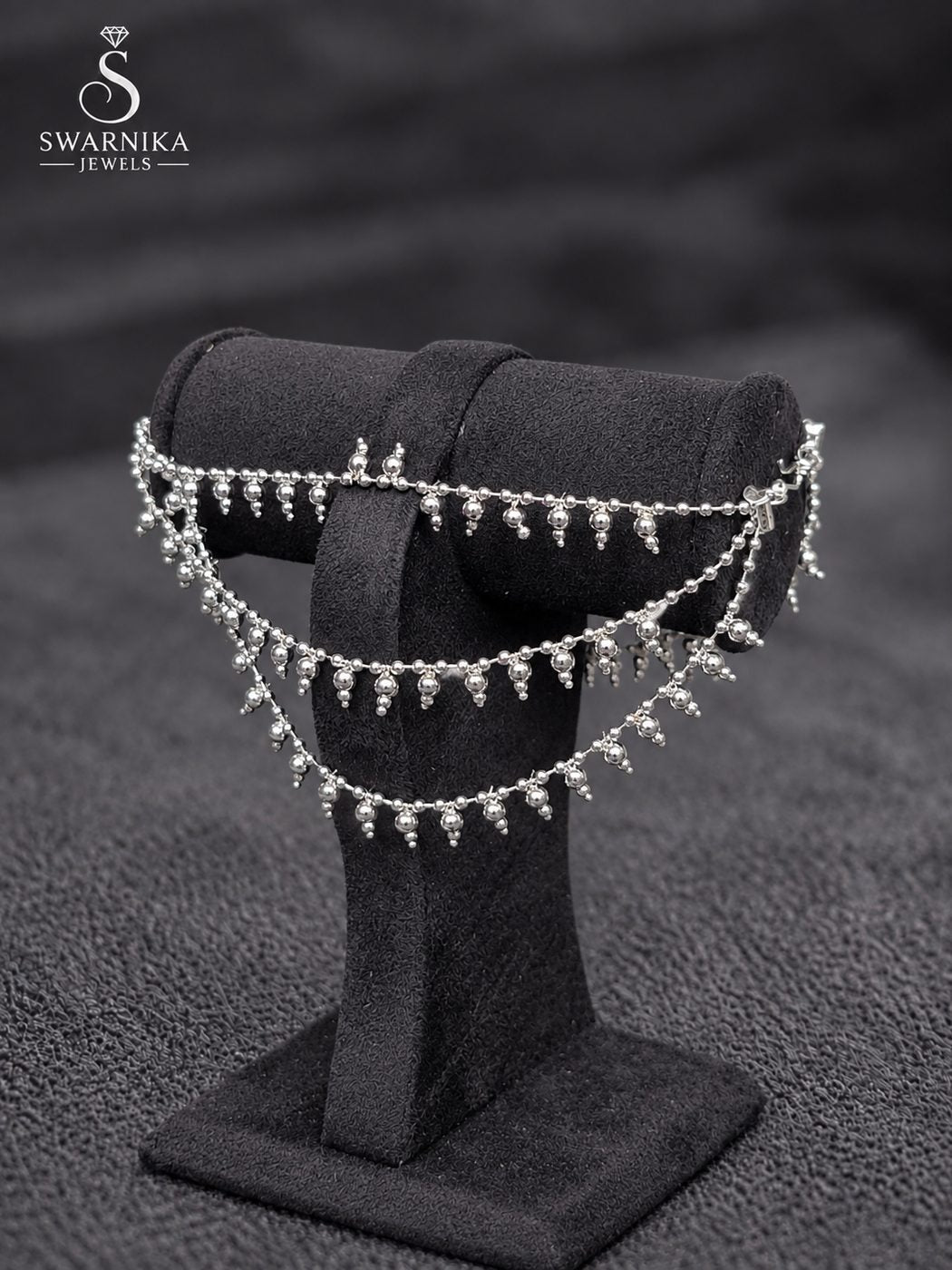 Crystal Stud Pearl Cascade Chain Earrings view 3