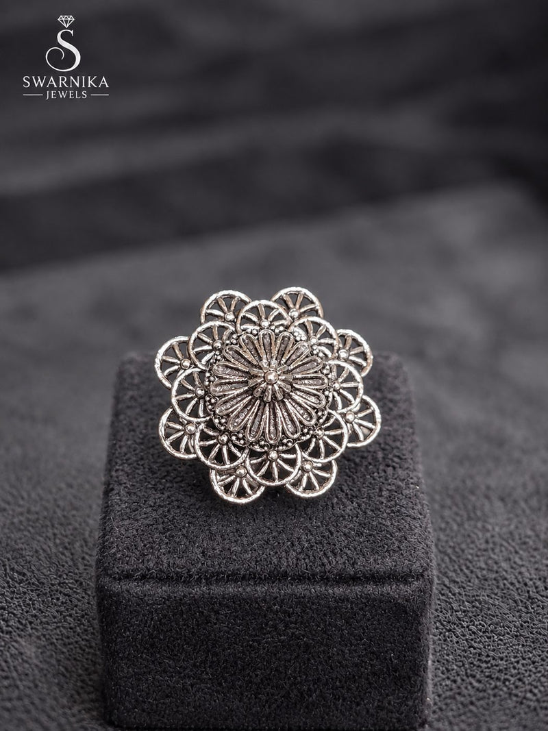 Dotted Oval Ethnic Statement Ring