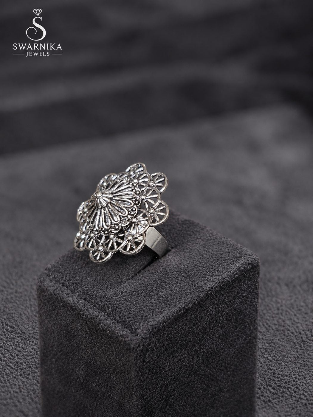 Dotted Oval Ethnic Statement Ring view 2