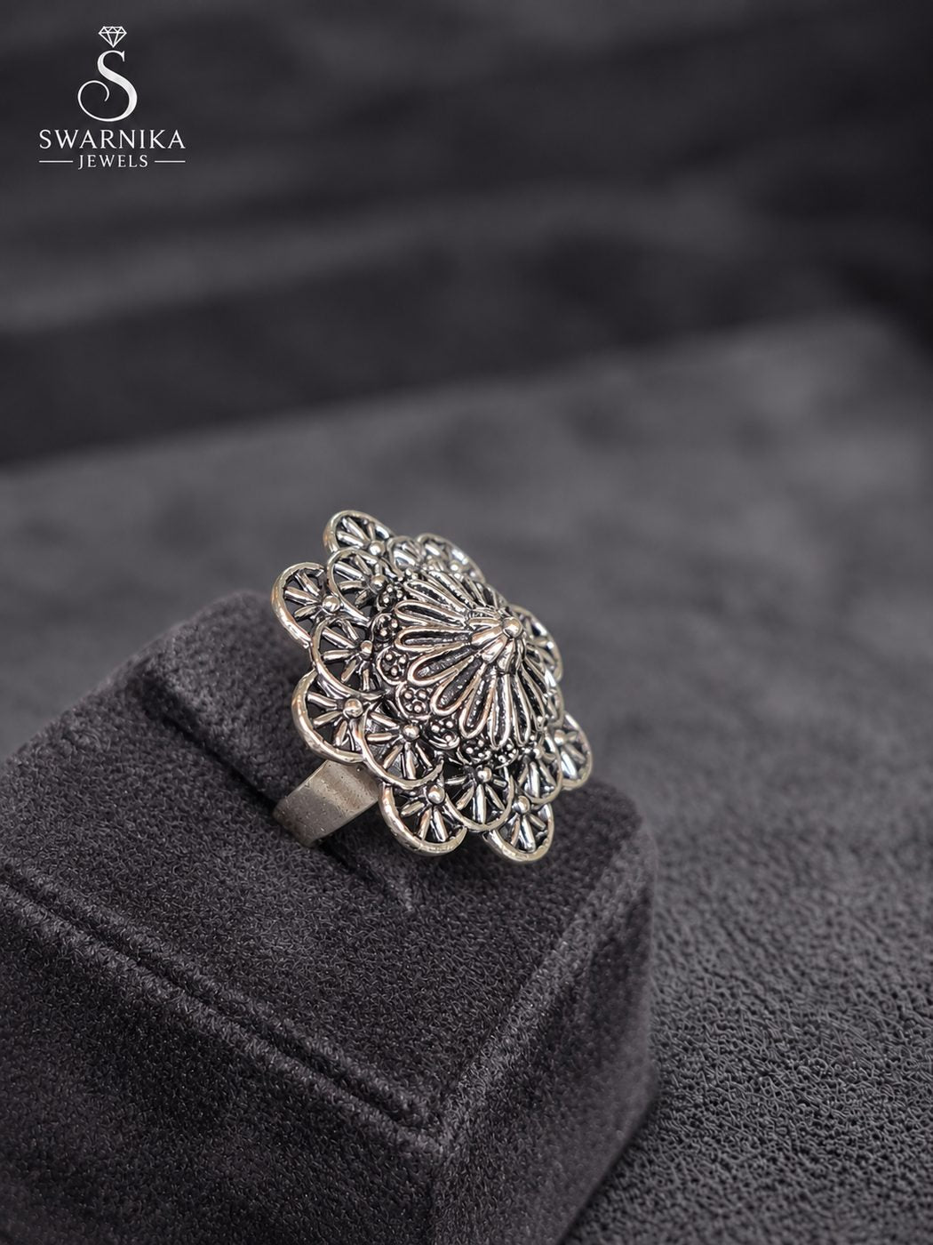 Dotted Oval Ethnic Statement Ring view 3