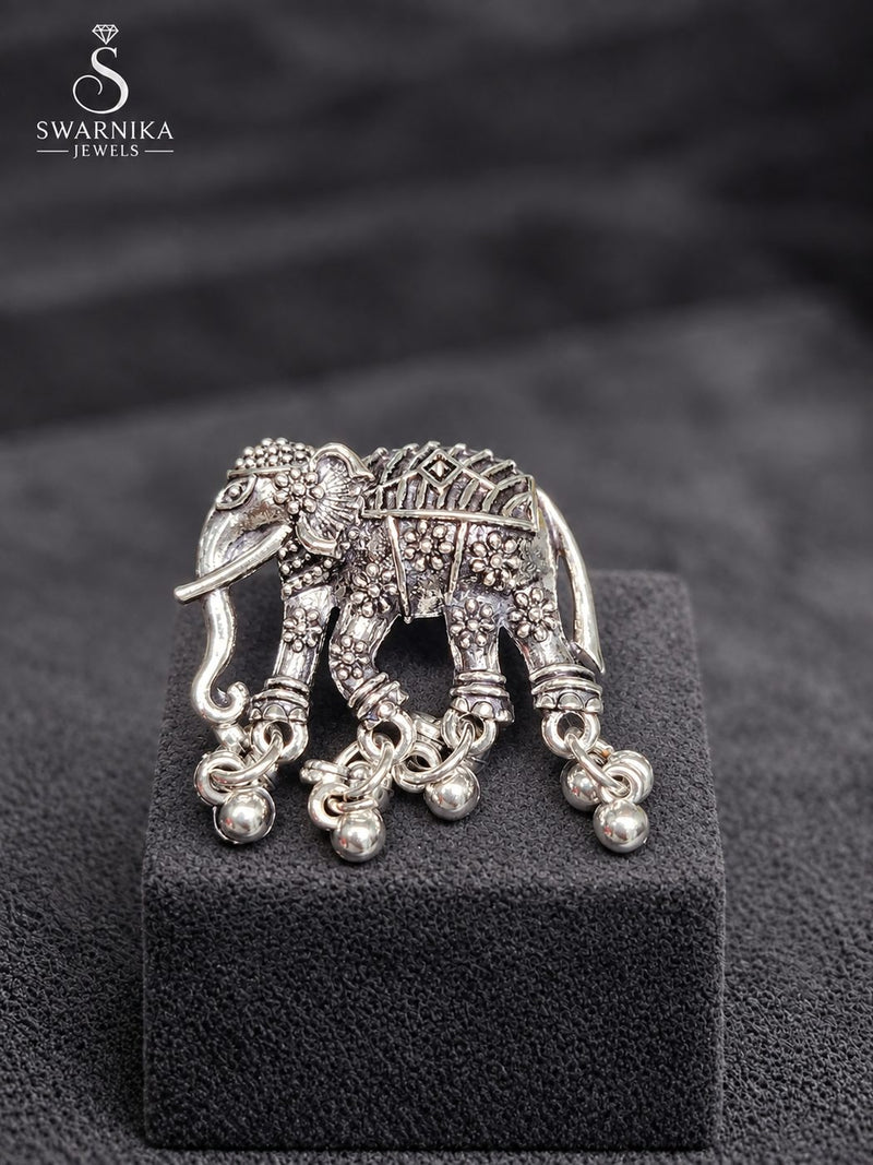 Dual Halo Floral Oxidised Ring