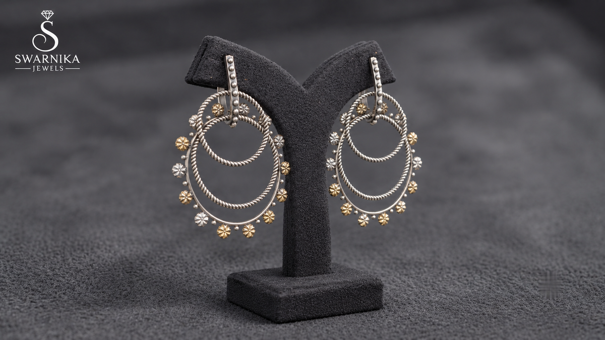Dual Hoop Floral Rope Earrings view 2