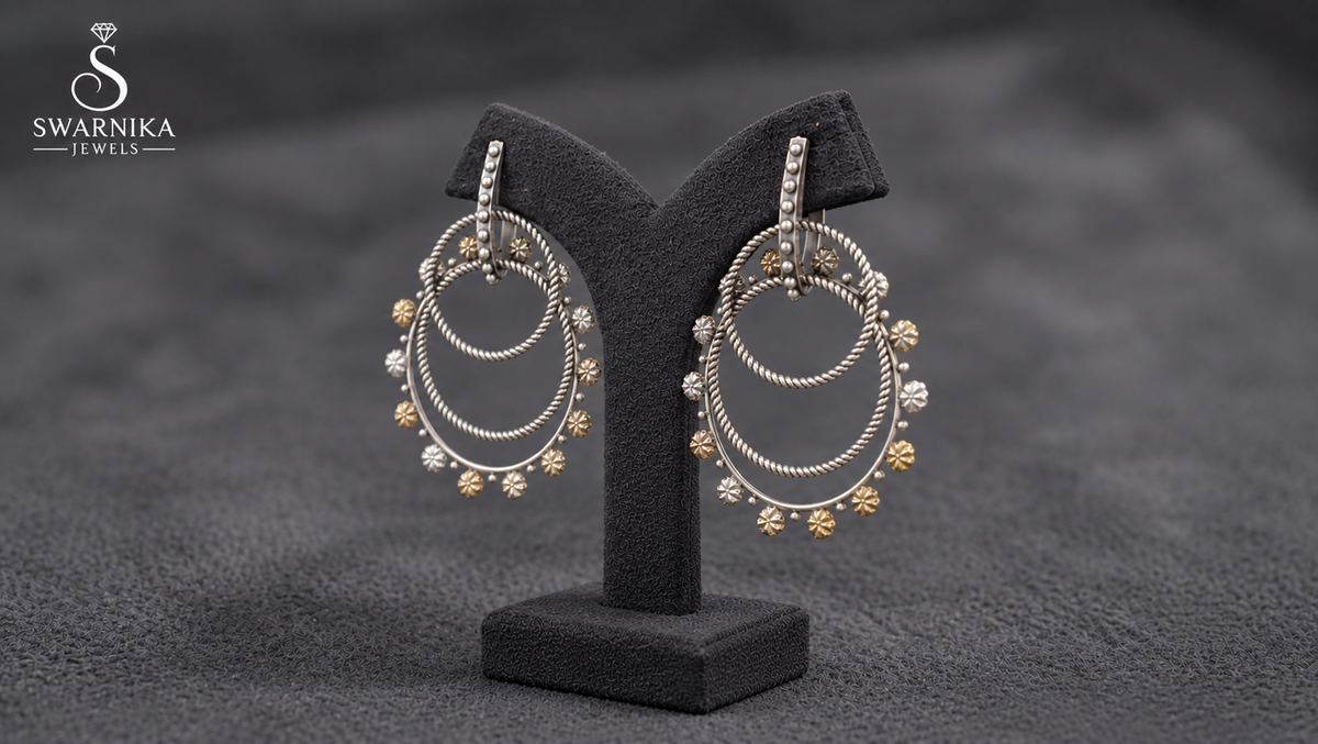 Dual Hoop Floral Rope Earrings view 3