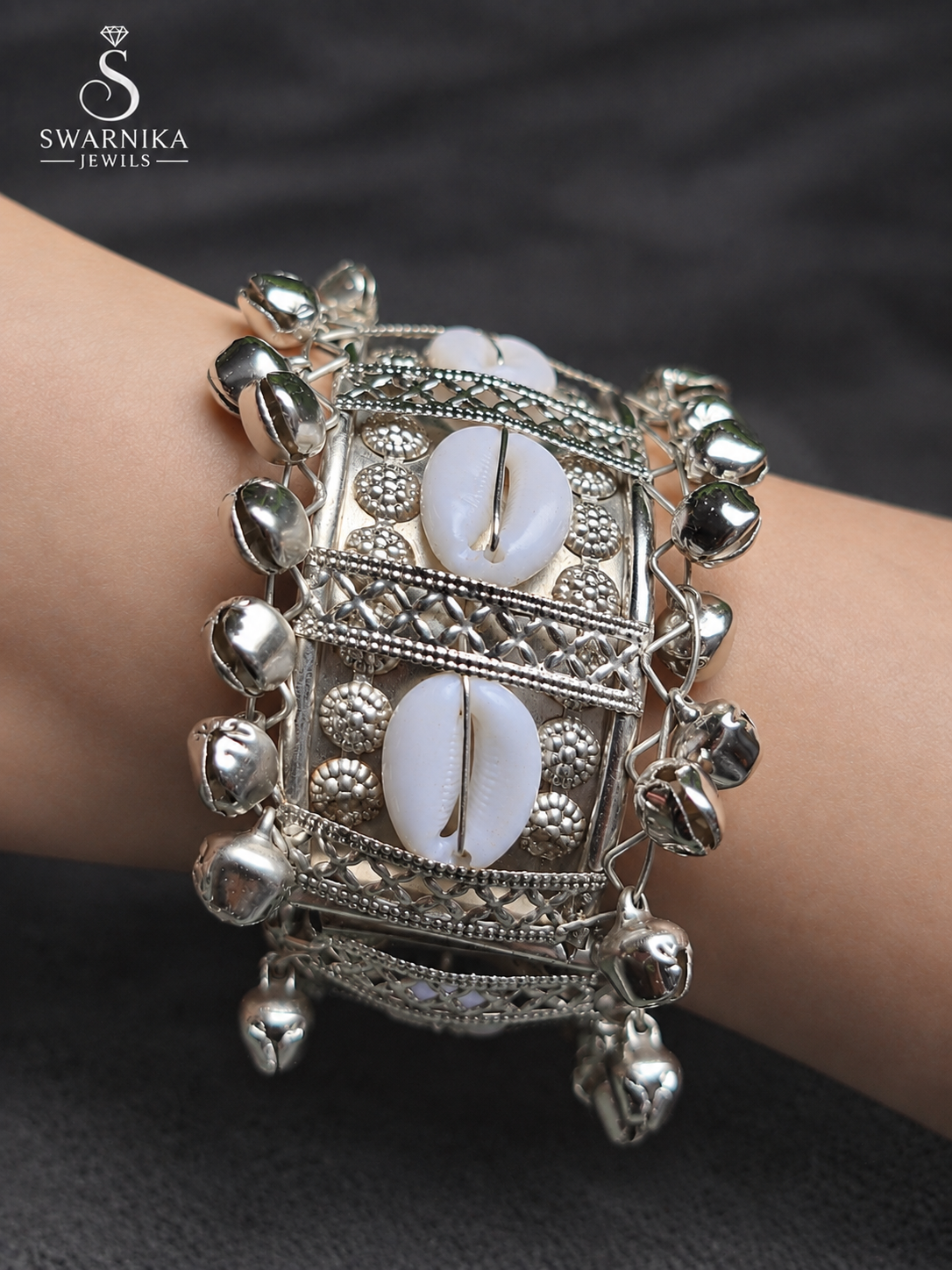 Festive Threadwork Mirror Ghungroo Kada view 3