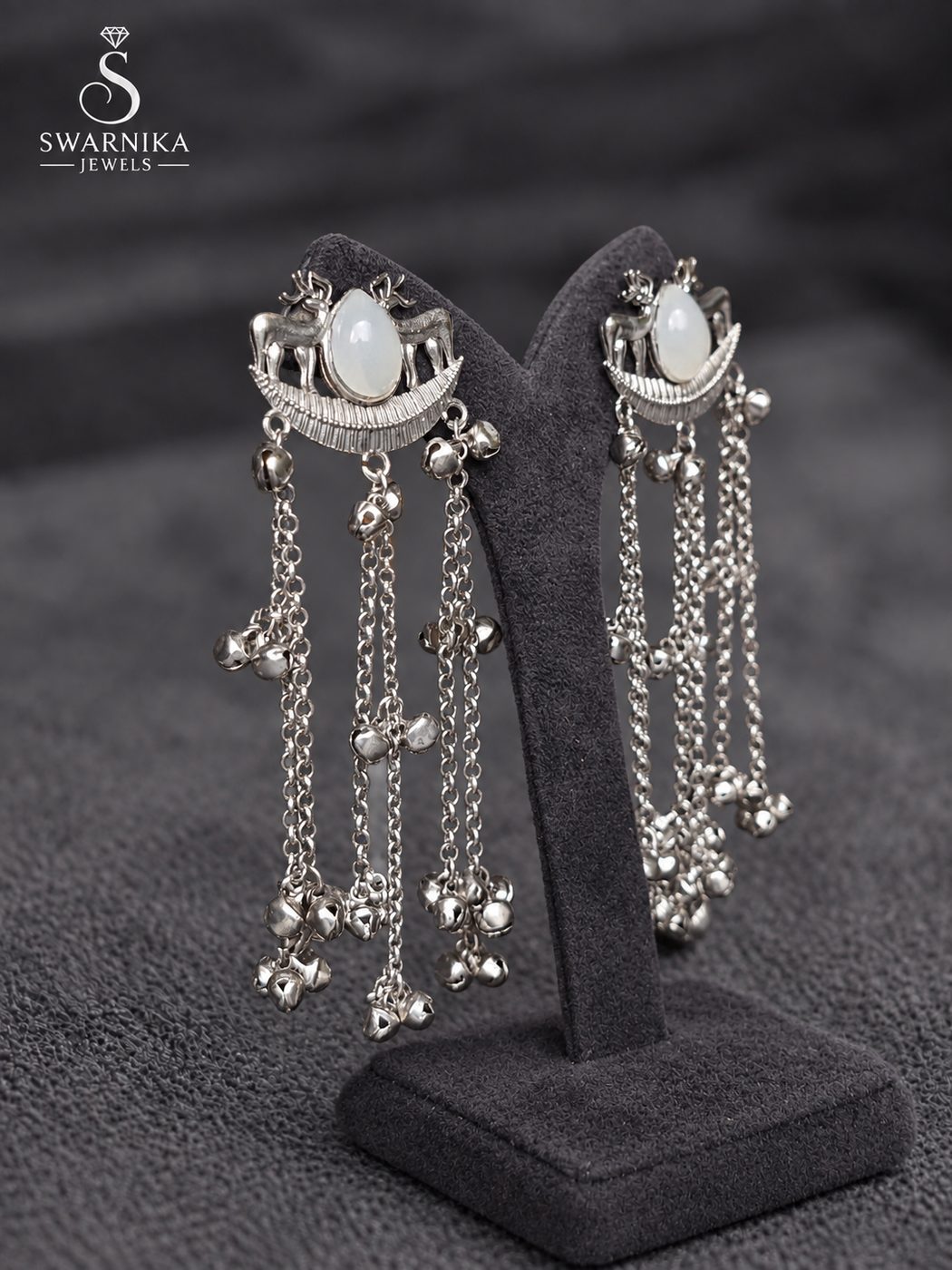 Filigree Dome Ghungroo Drop Jhumkas view 2