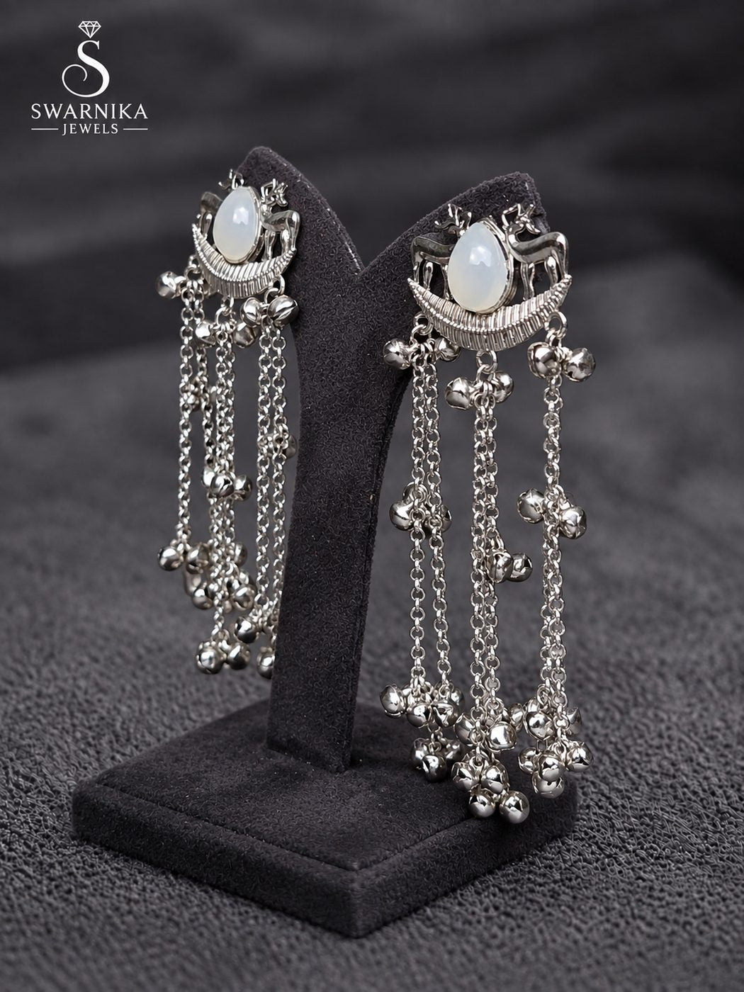 Filigree Dome Ghungroo Drop Jhumkas view 3