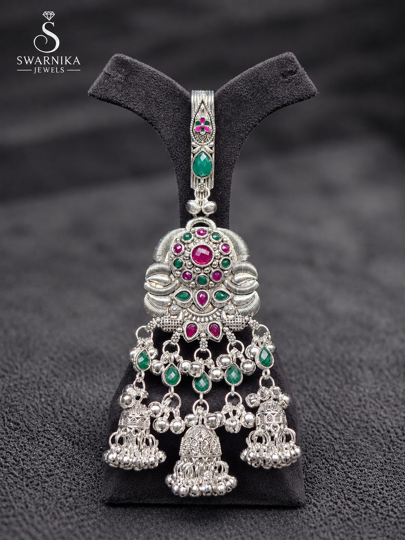 Floral Medallion Ghungroo Oxidised Judo