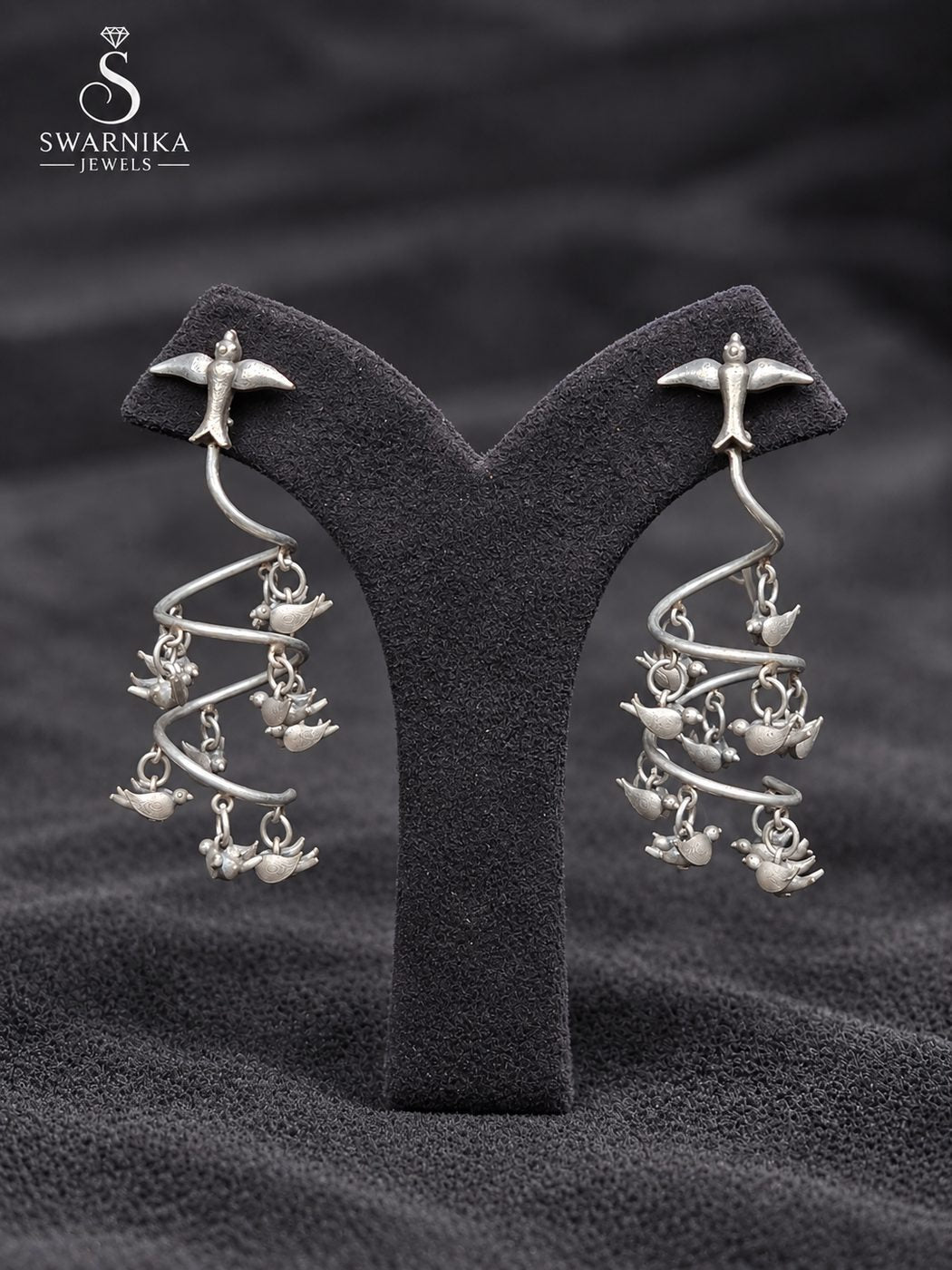 Grand Oxidised Floral Ghungroo Jhumkas view 1