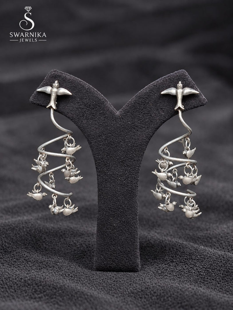 Grand Oxidised Floral Ghungroo Jhumkas