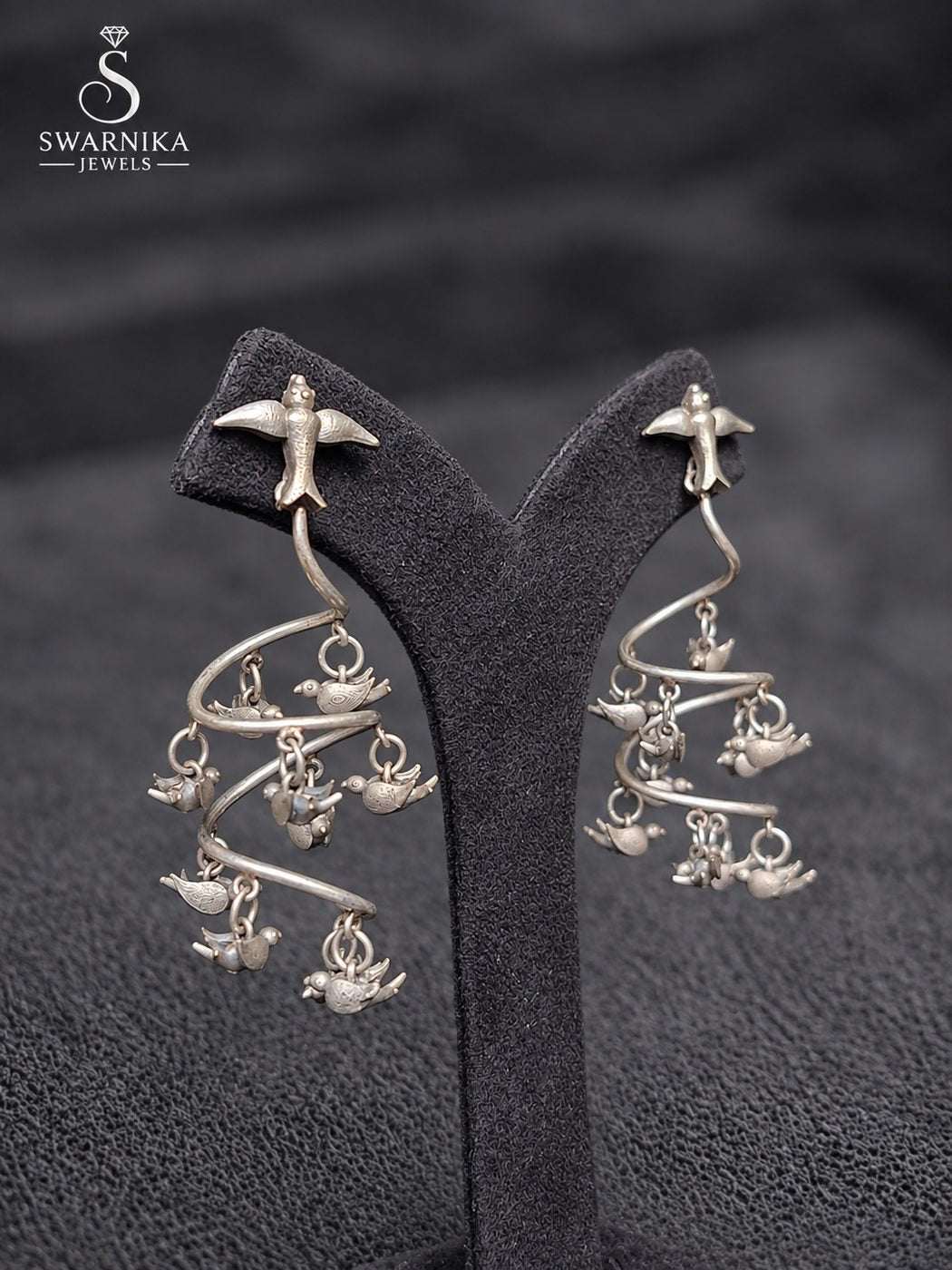 Grand Oxidised Floral Ghungroo Jhumkas view 2