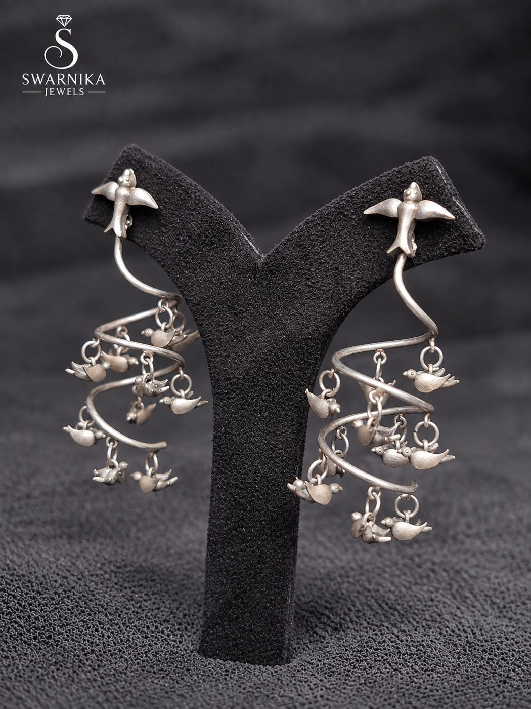 Grand Oxidised Floral Ghungroo Jhumkas view 3
