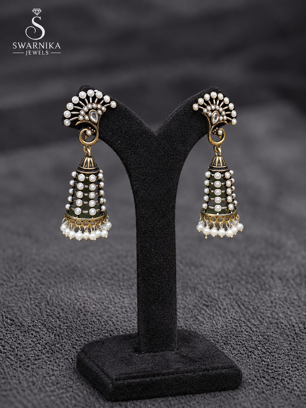 Heavy Oxidised Cutwork Festive Jhumkas view 1