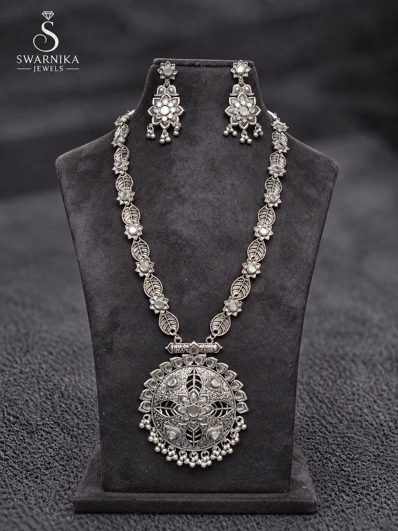 Heavy Peacock Oxidised Necklace Set