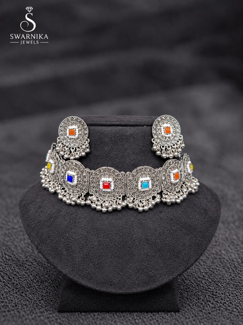 Heavy Temple Oxidised Bridal Necklace Set