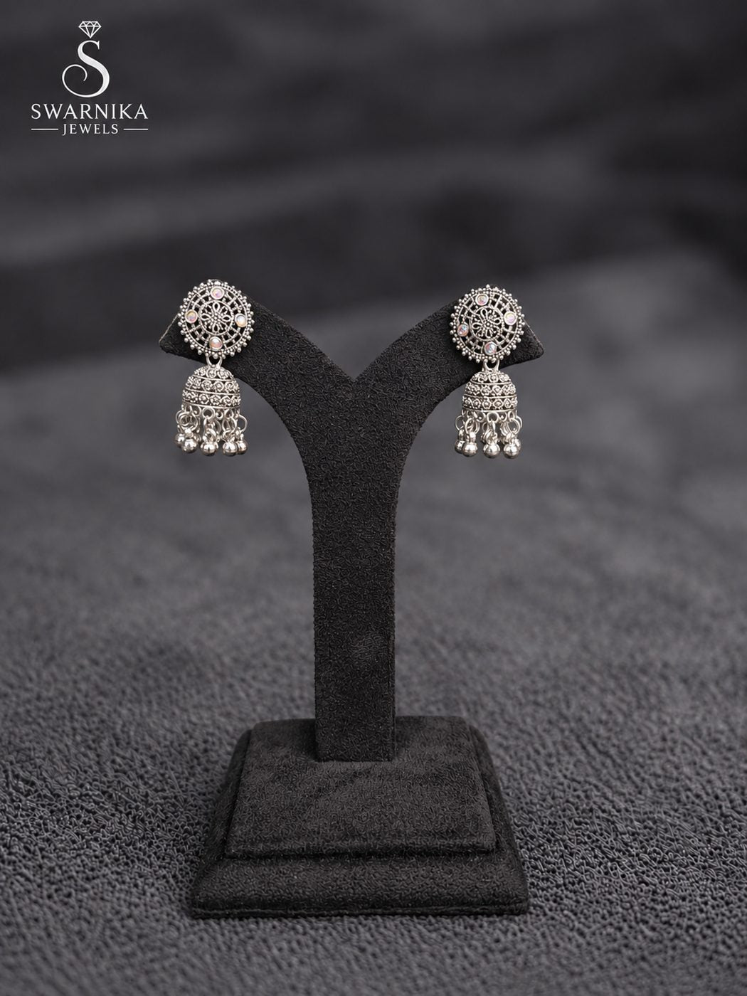 Lace Frame Sparkle Mini Jhumkas view 1