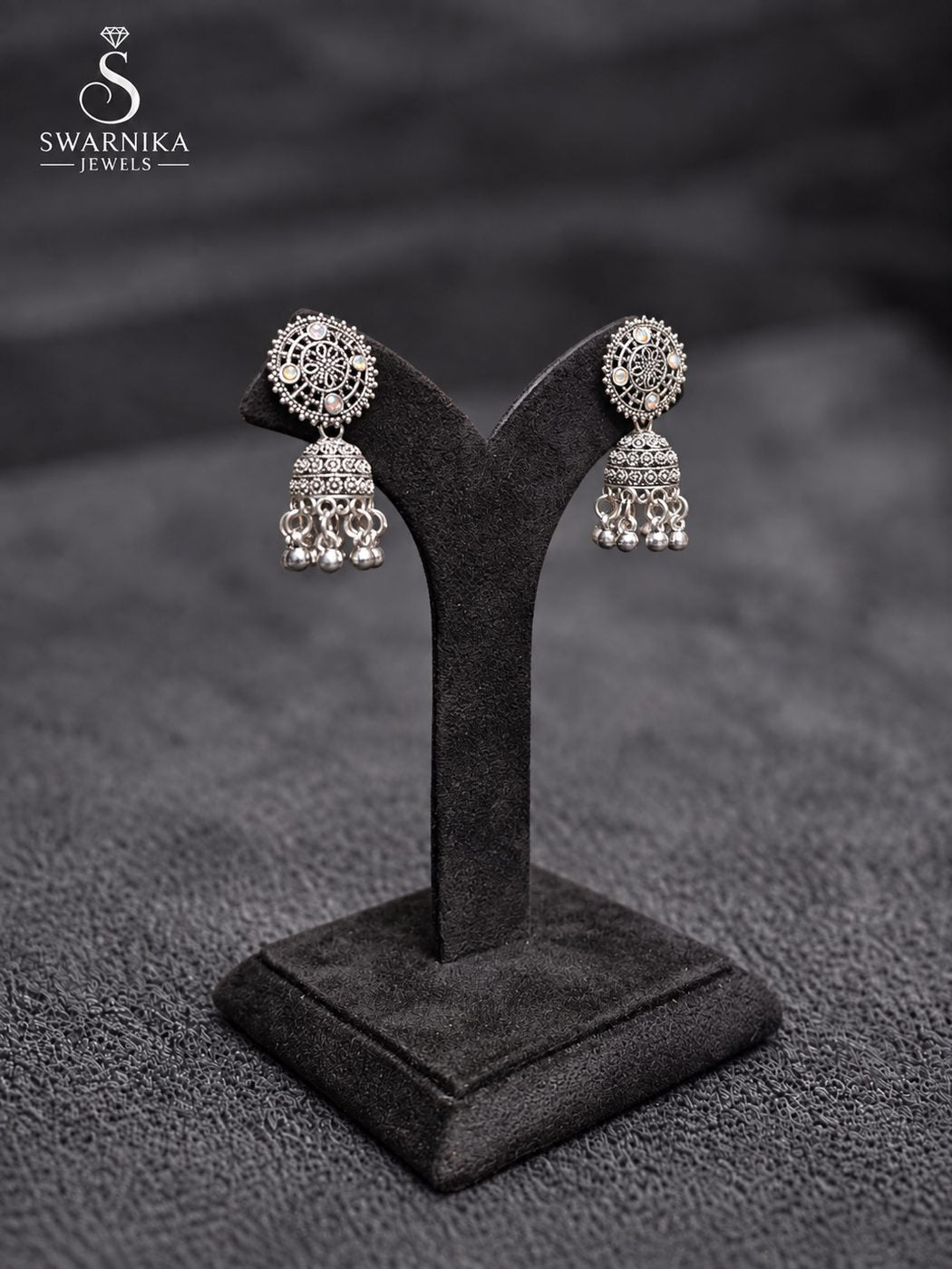 Lace Frame Sparkle Mini Jhumkas view 2