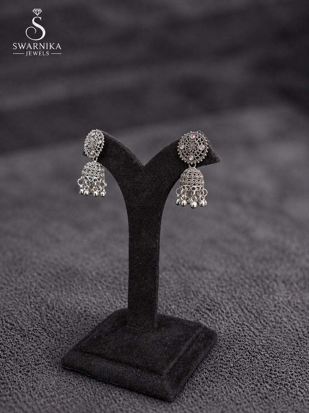 Lace Frame Sparkle Mini Jhumkas view 3