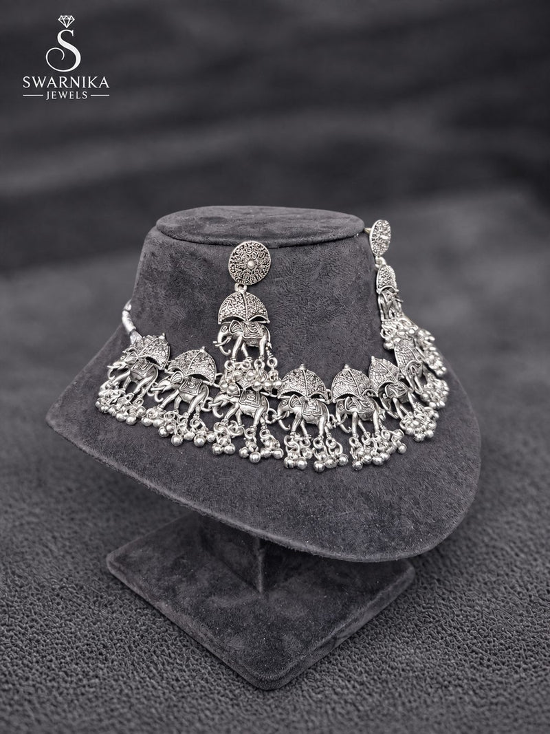 Layered Oxidised Statement Necklace Set
