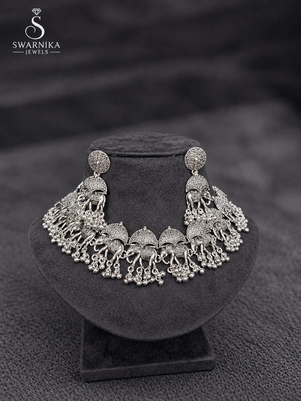 Layered Oxidised Statement Necklace Set view 2