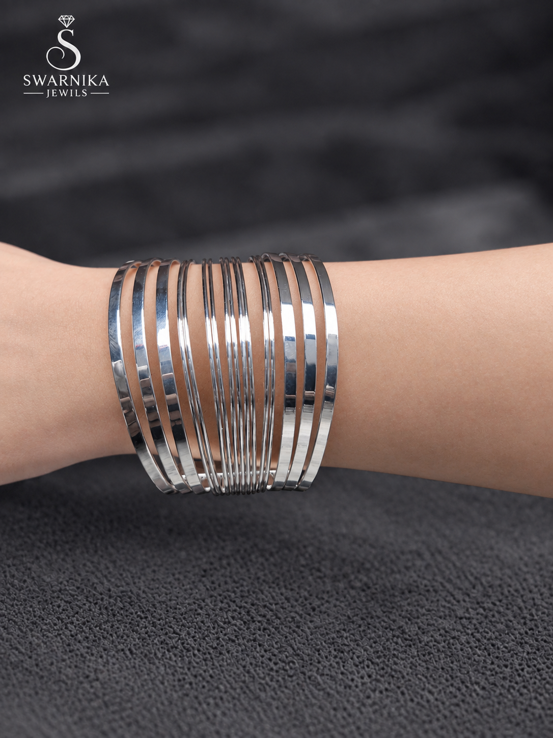 Layered Silver Arm Cuff Statement Kada view 1