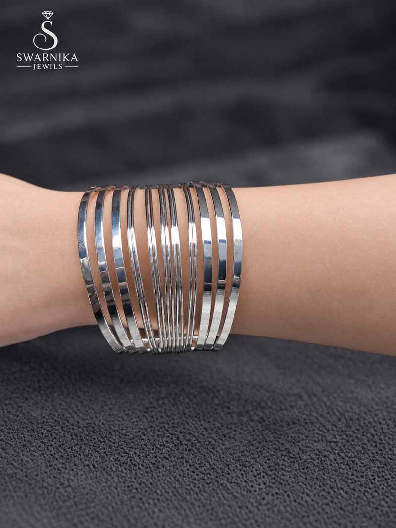Layered Silver Arm Cuff Statement Kada