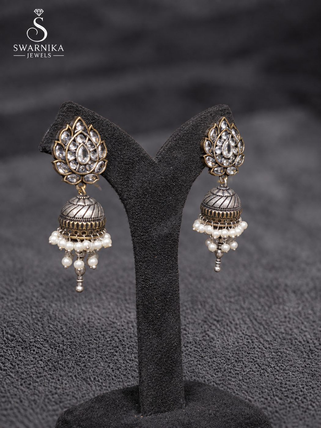 Layered Temple Chain Drop Jhumkas view 2