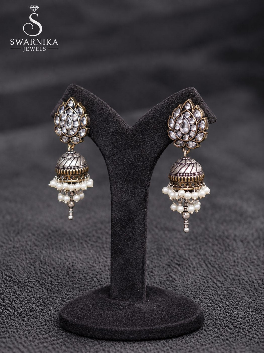 Layered Temple Chain Drop Jhumkas view 3