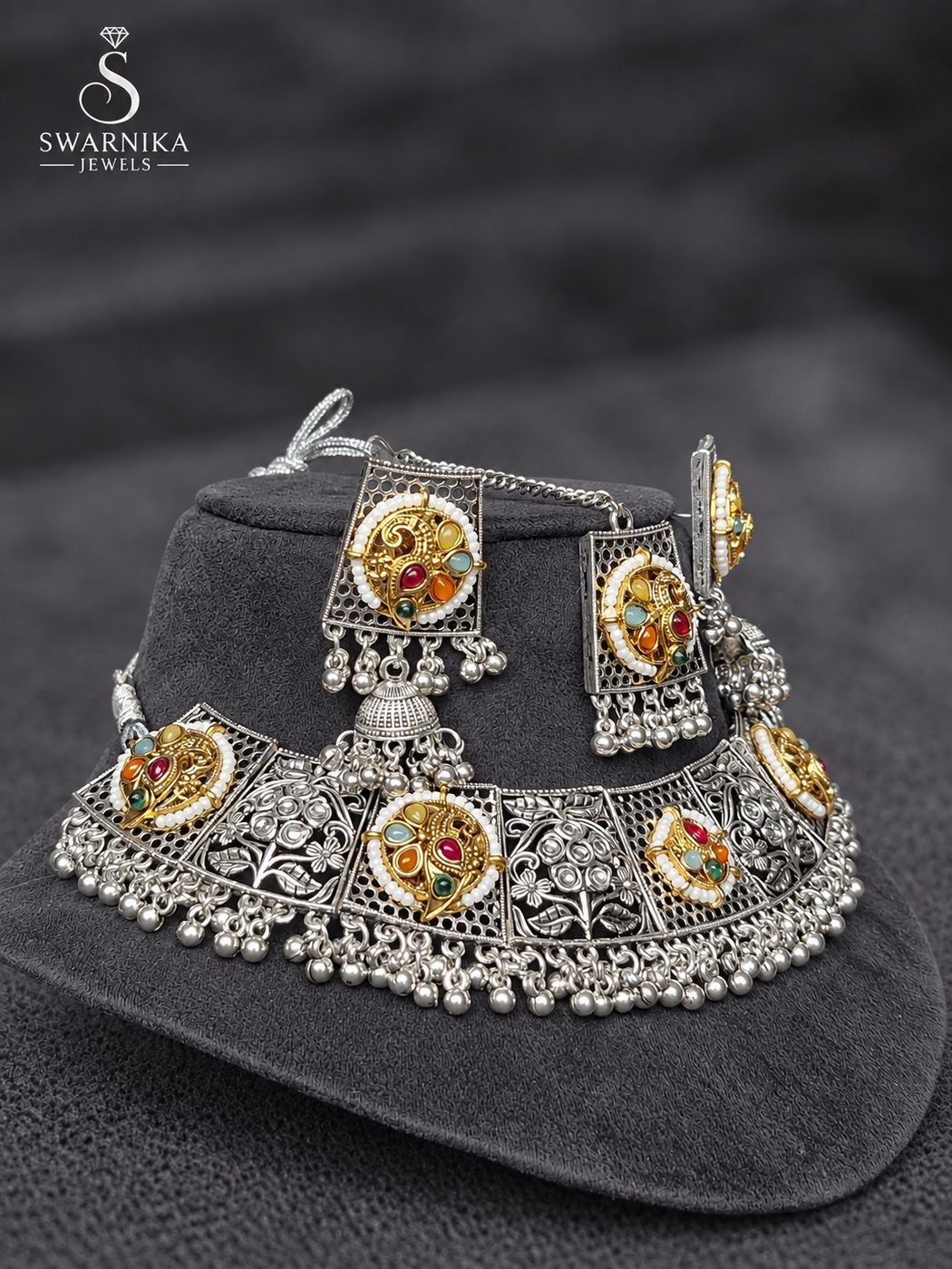 Lux Filigree Bridal Haar Necklace Set view 2