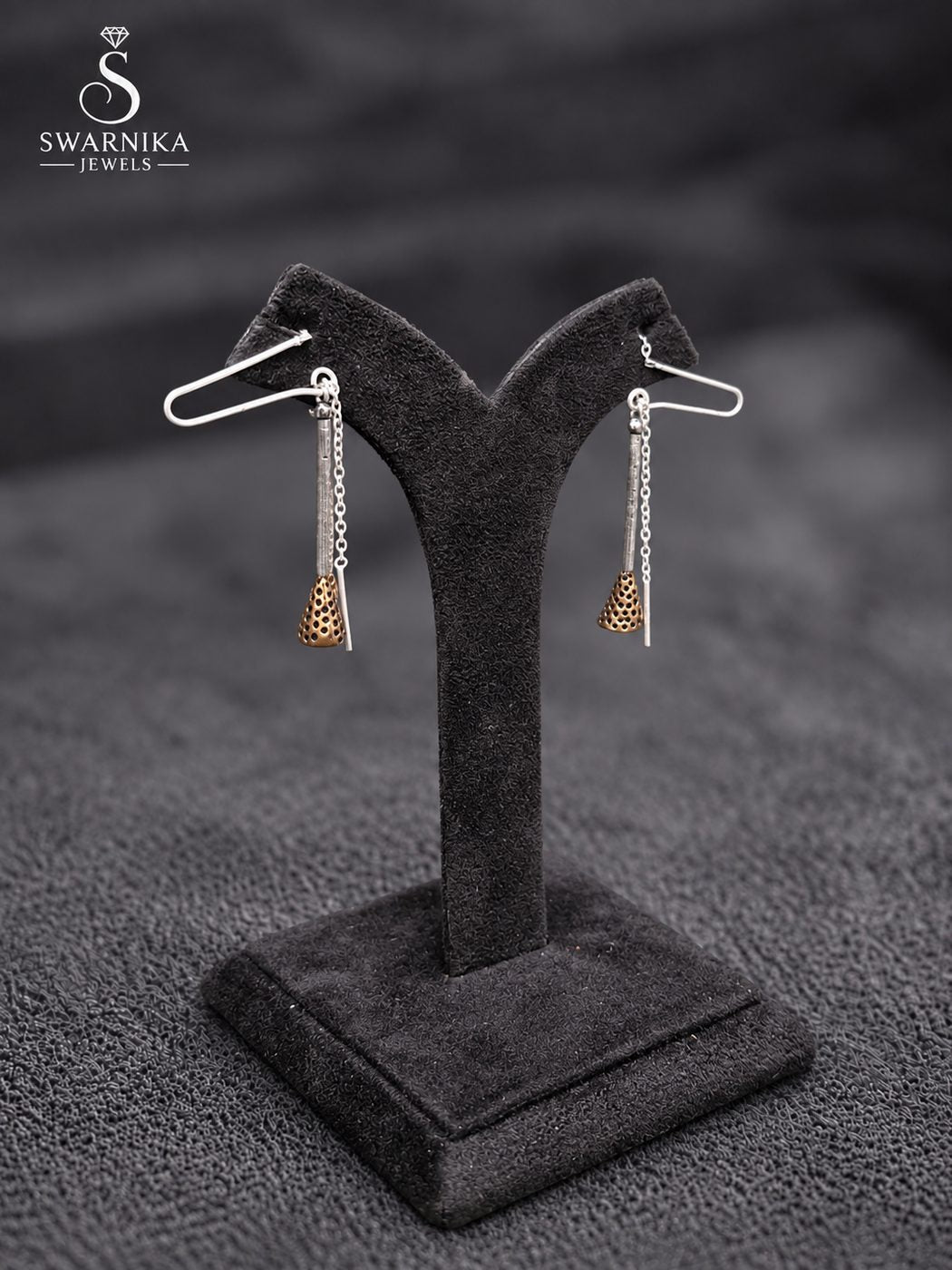 Mini Crystal Dome Oxidised Jhumkas view 2