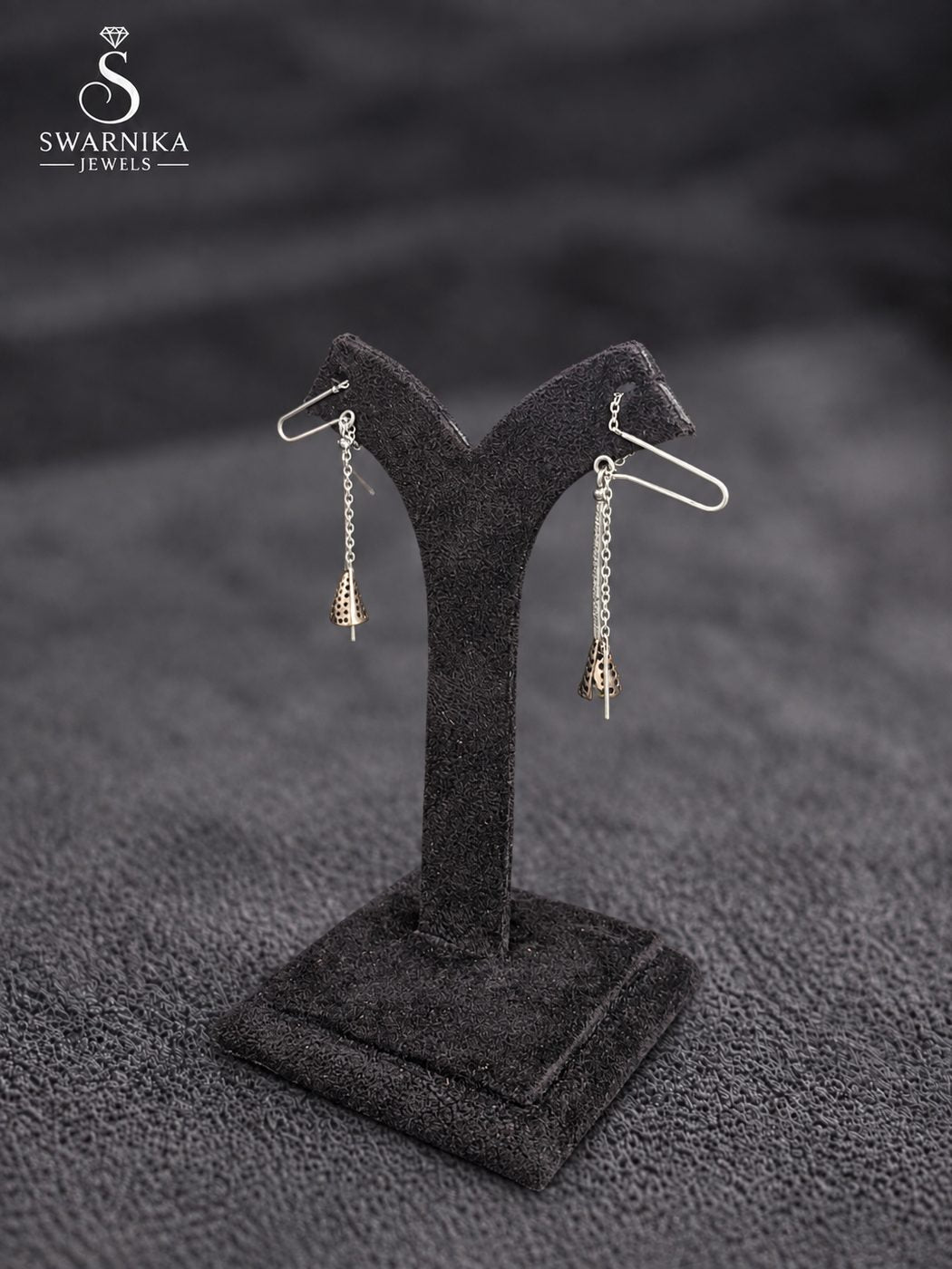 Mini Crystal Dome Oxidised Jhumkas view 3