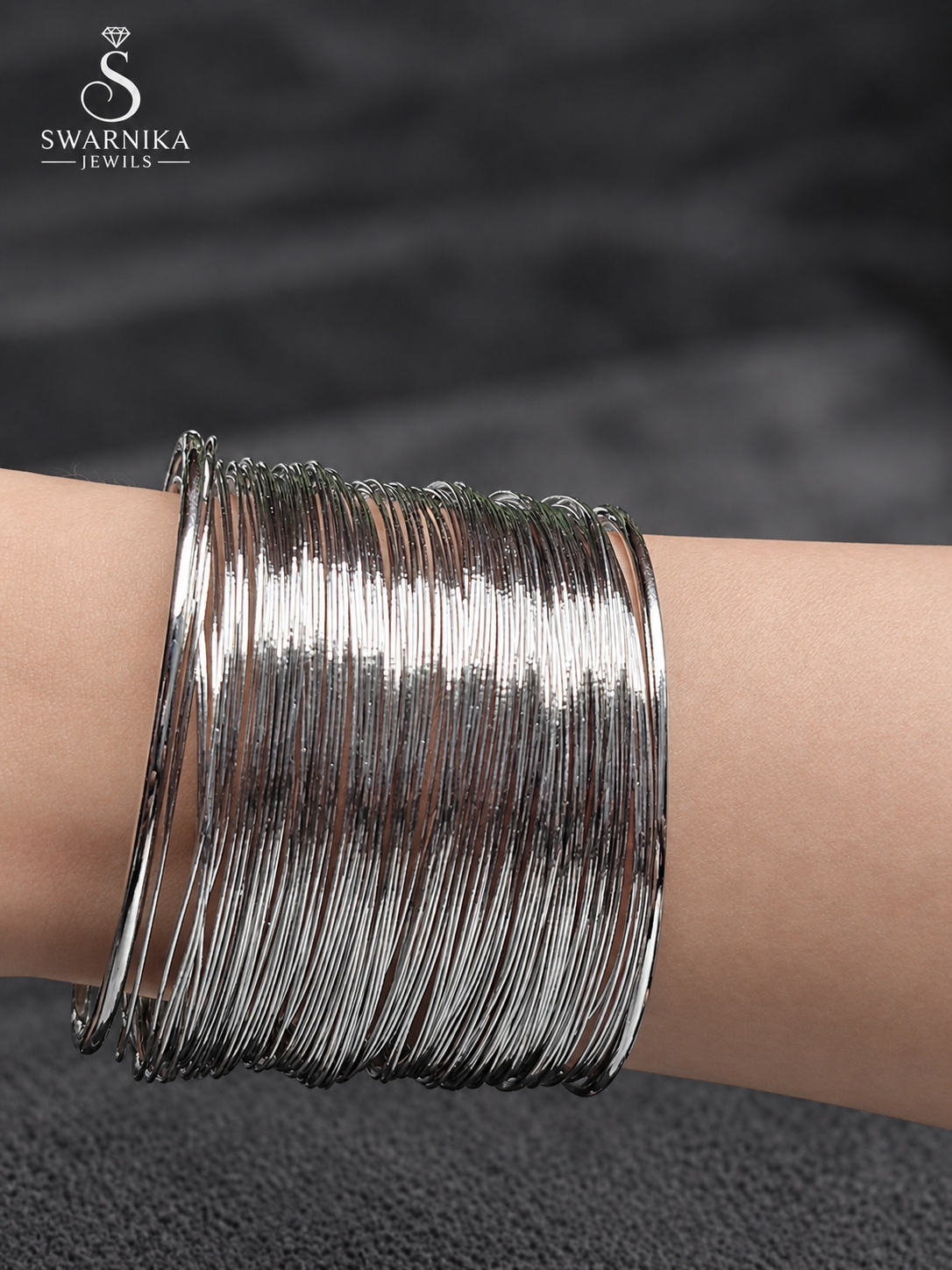 Multi-Row Silver Parallel Band Cuff view 1