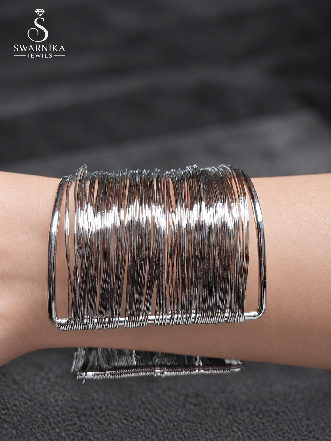 Multi-Row Silver Parallel Band Cuff view 2