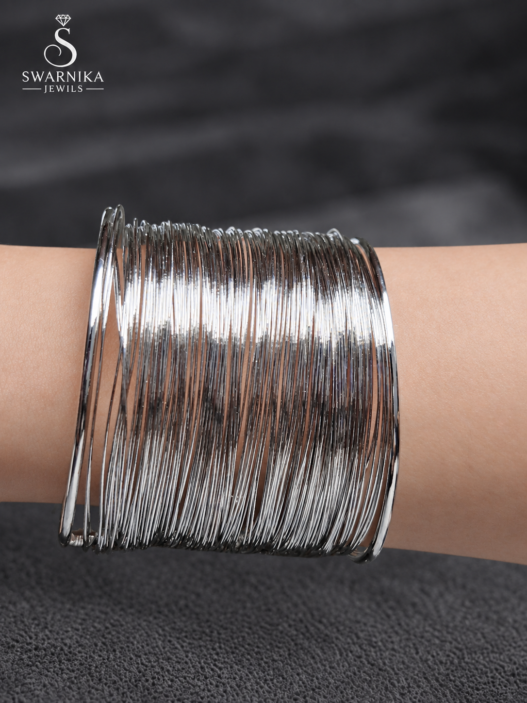 Multi-Row Silver Parallel Band Cuff view 3