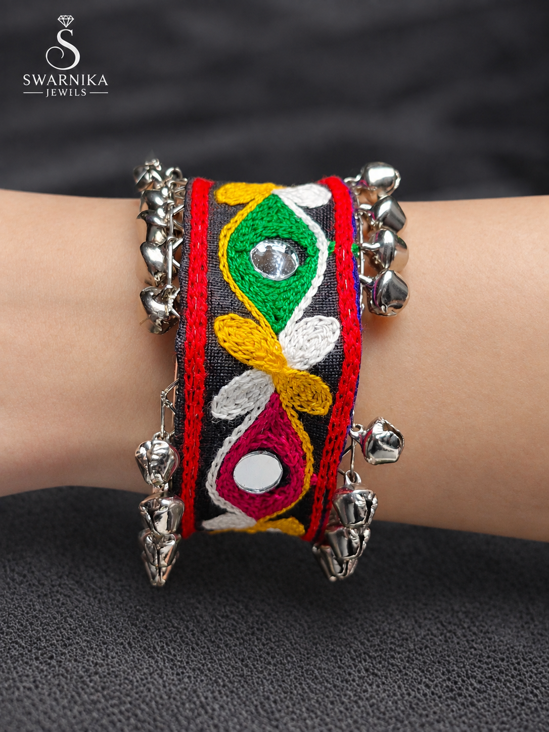 Multicolour Banjara Style Mirror Work Kada view 1