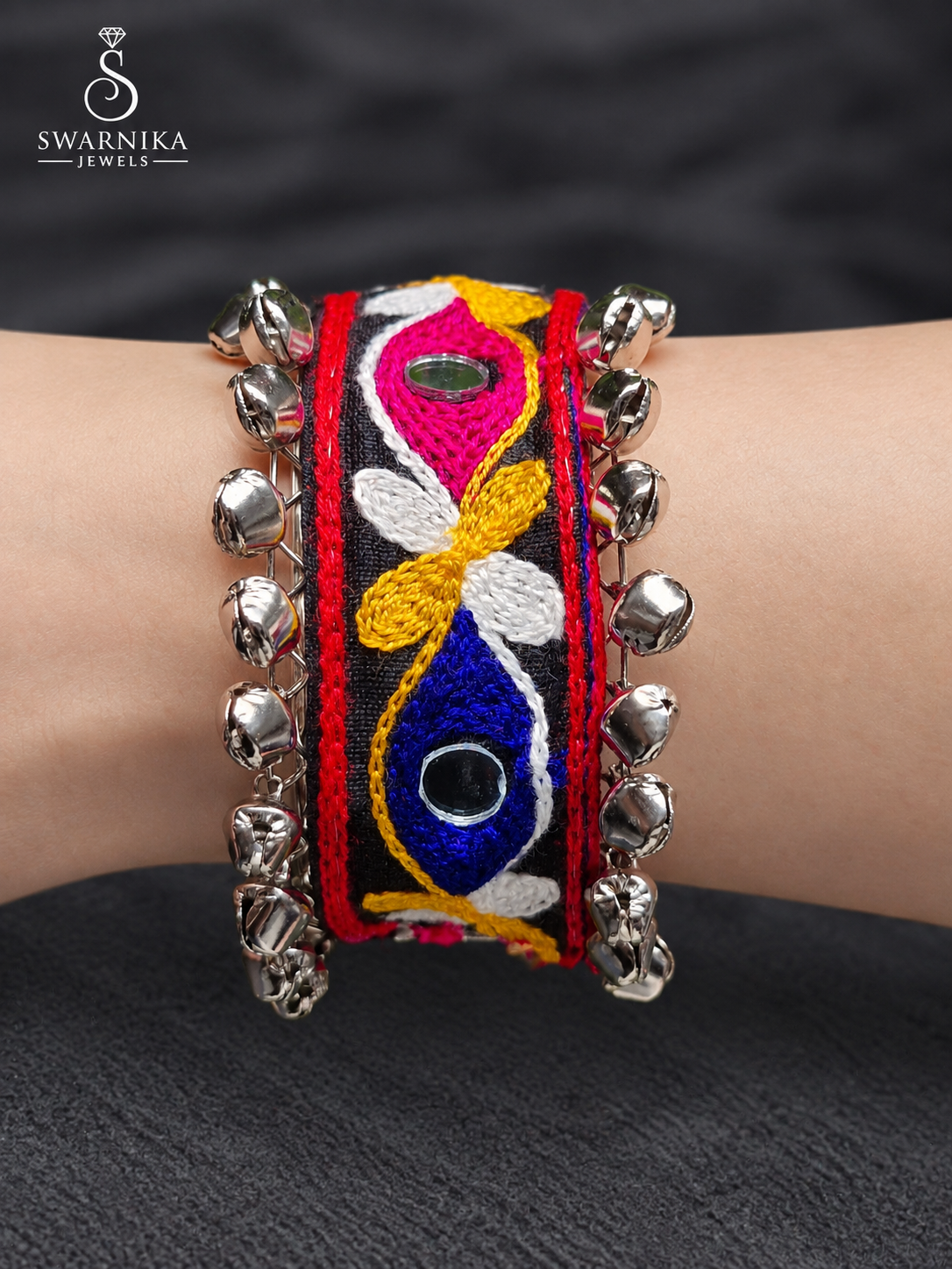 Multicolour Banjara Style Mirror Work Kada view 2