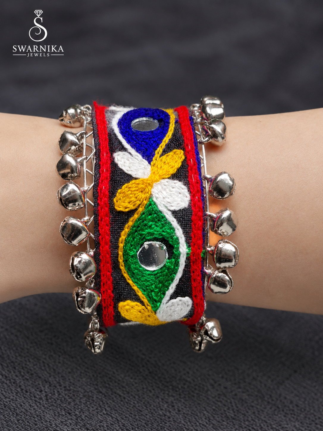 Multicolour Banjara Style Mirror Work Kada view 3